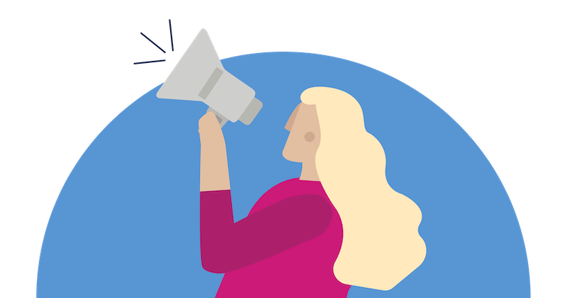 An illustration of a person speaking into a megaphone.