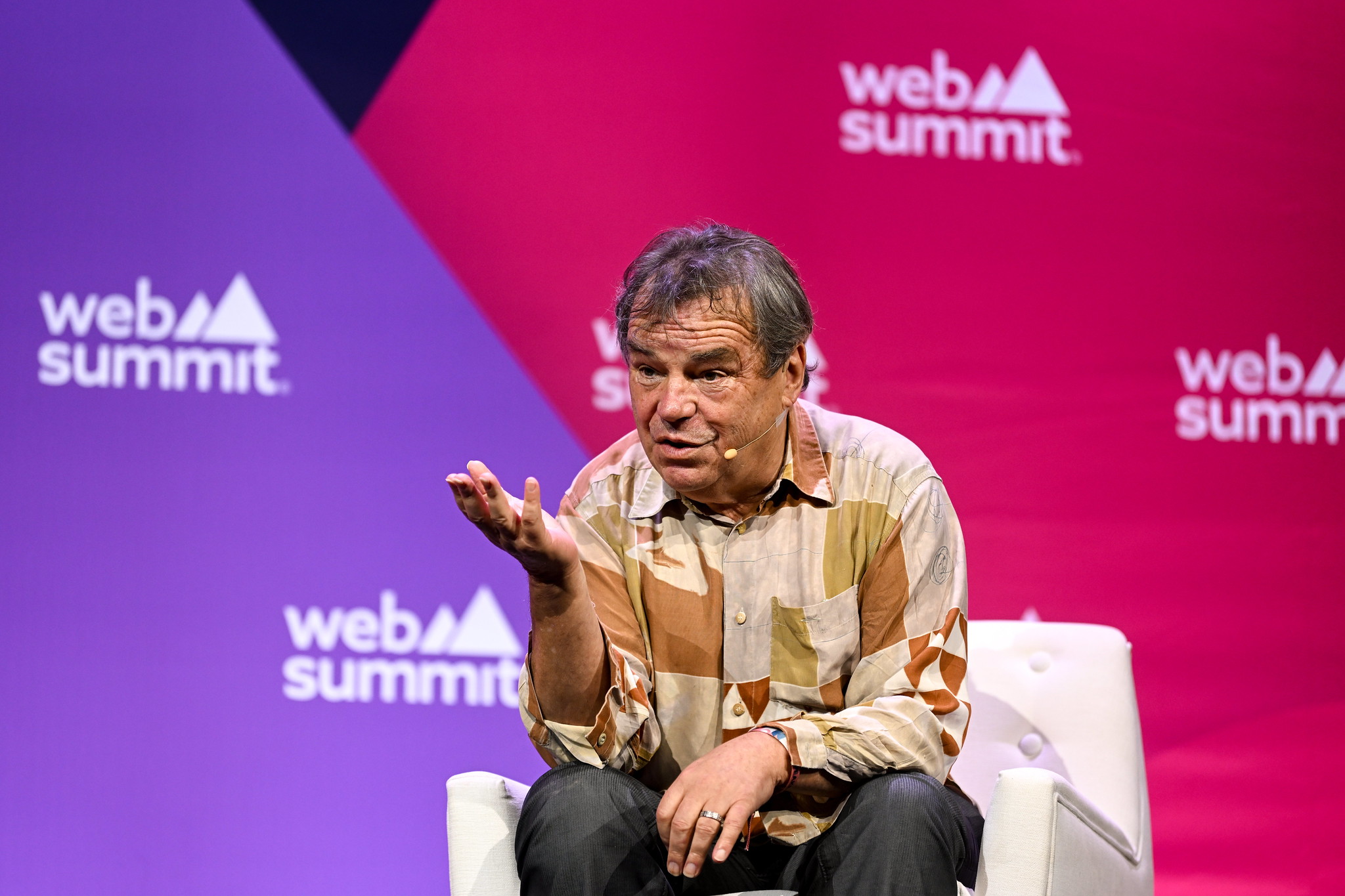 Neil Jordan, Author & Director, on Book Summit Stage during day two of Web Summit 2023 at the Altice Arena in Lisbon, Portugal