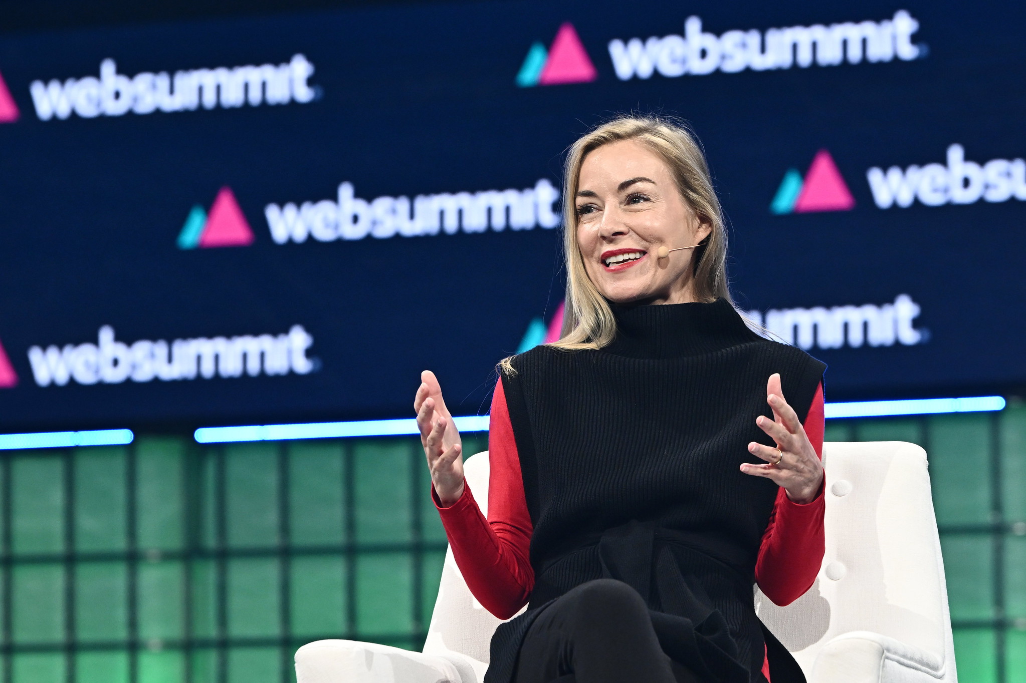 Sairah Ashman, Global CEO, Wolff Olins, on Centre Stage during day one of Web Summit 2023 at the Altice Arena in Lisbon, Portugal