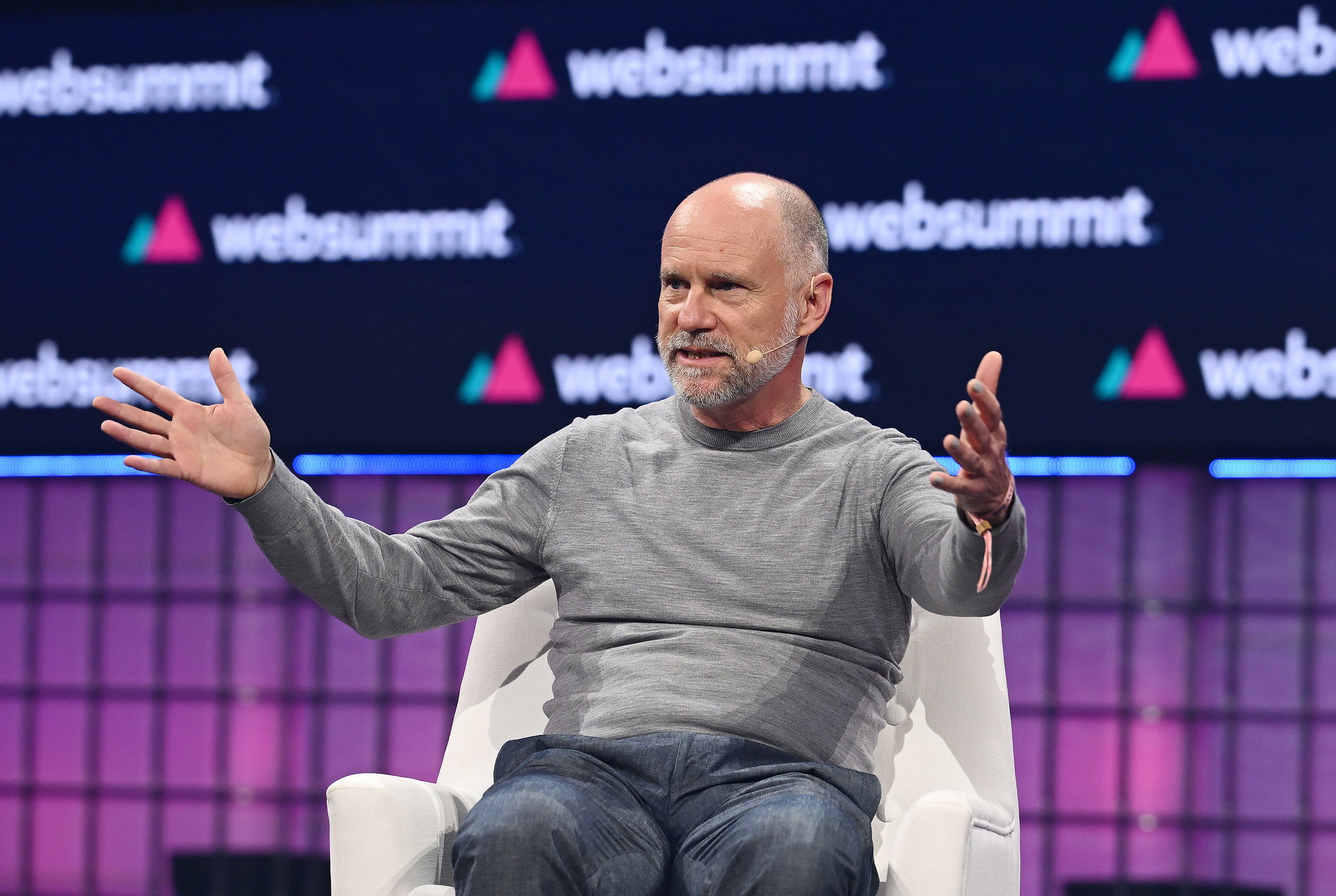 Albert Wenger, Managing Partner, Union Square Ventures, on Centre Stage during day one of Web Summit 2023 at the Altice Arena in Lisbon, Portugal.