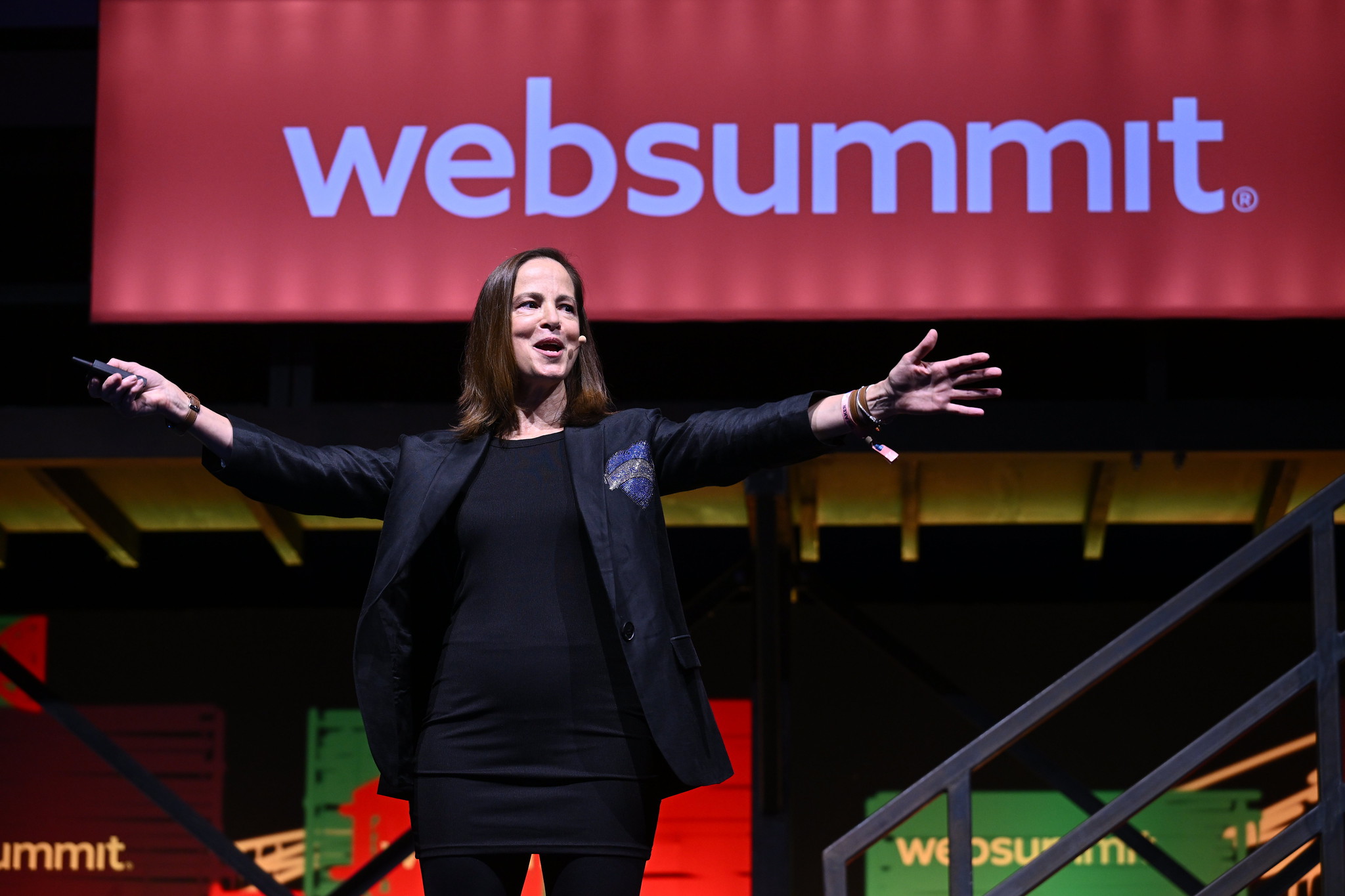 Amy Peck, Founder & CEO, EndeavorXR on ContentMakers Stage during day three of Web Summit 2023 at the Altice Arena in Lisbon, Portugal