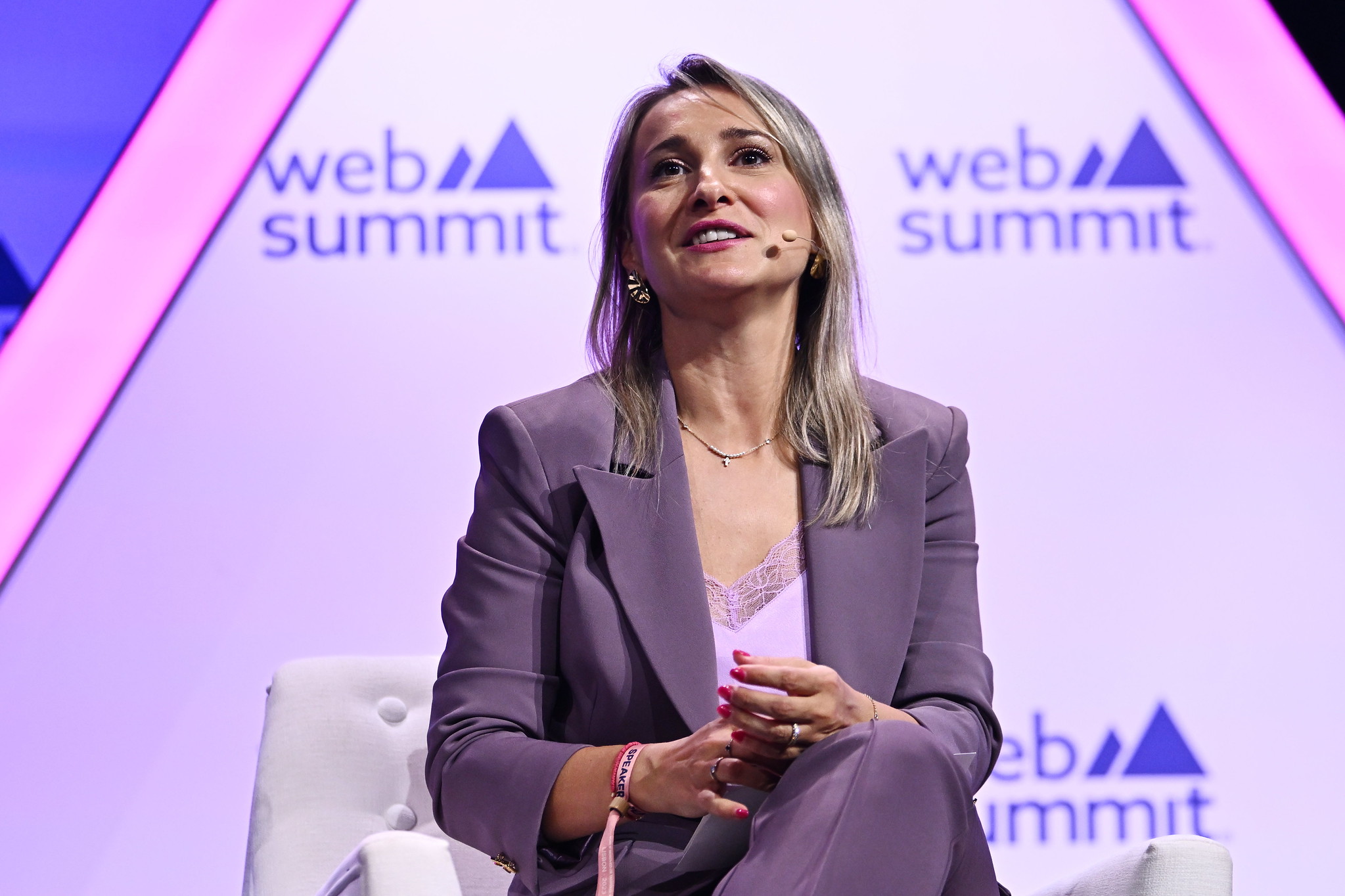 Bianca Dragomir, Director, Cleantech for Iberia, on Energy Stage during day two of Web Summit 2023 at the Altice Arena in Lisbon, Portugal.