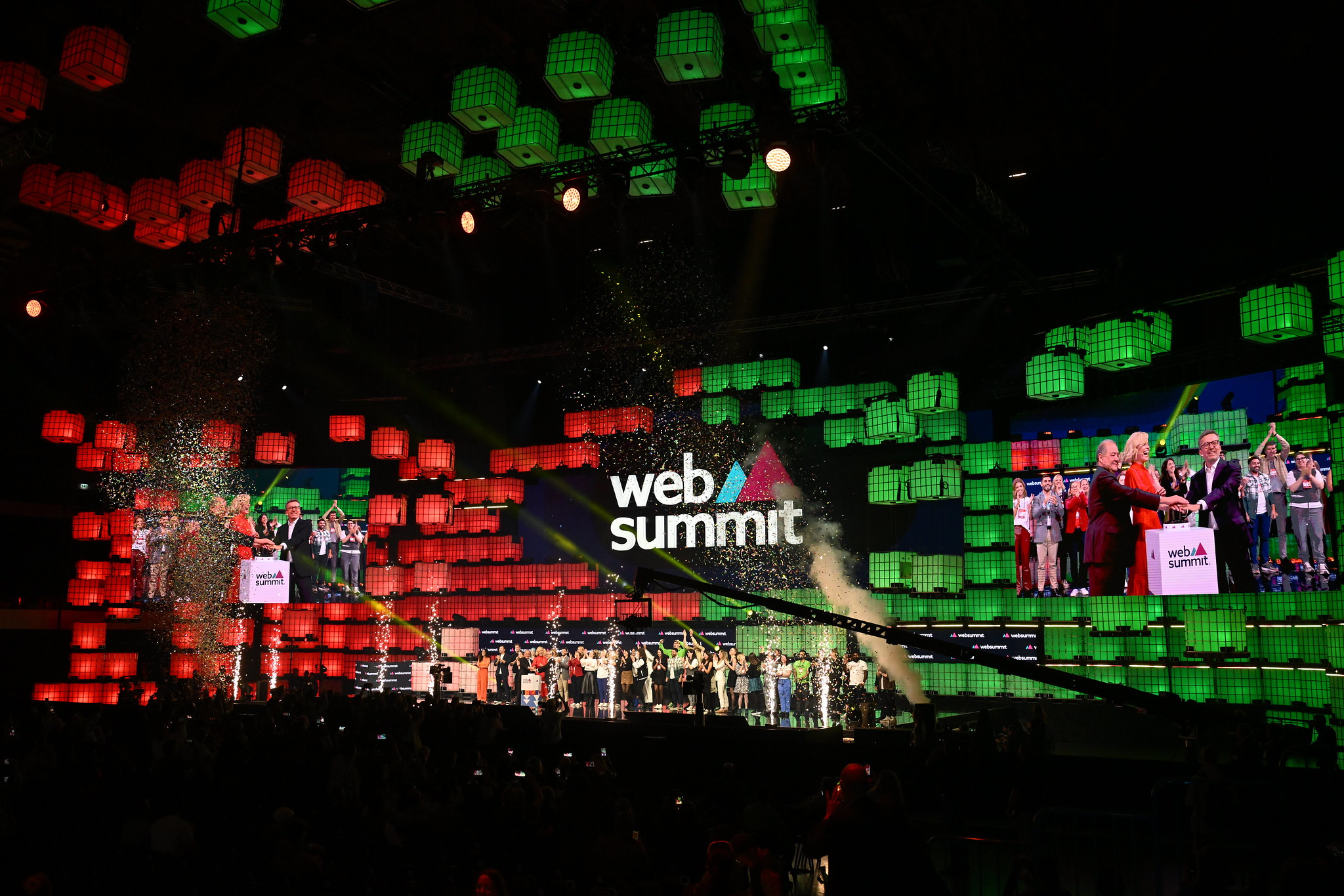 Centre Stage during the opening night of Web Summit 2023 at the Altice Arena in Lisbon, Portugal