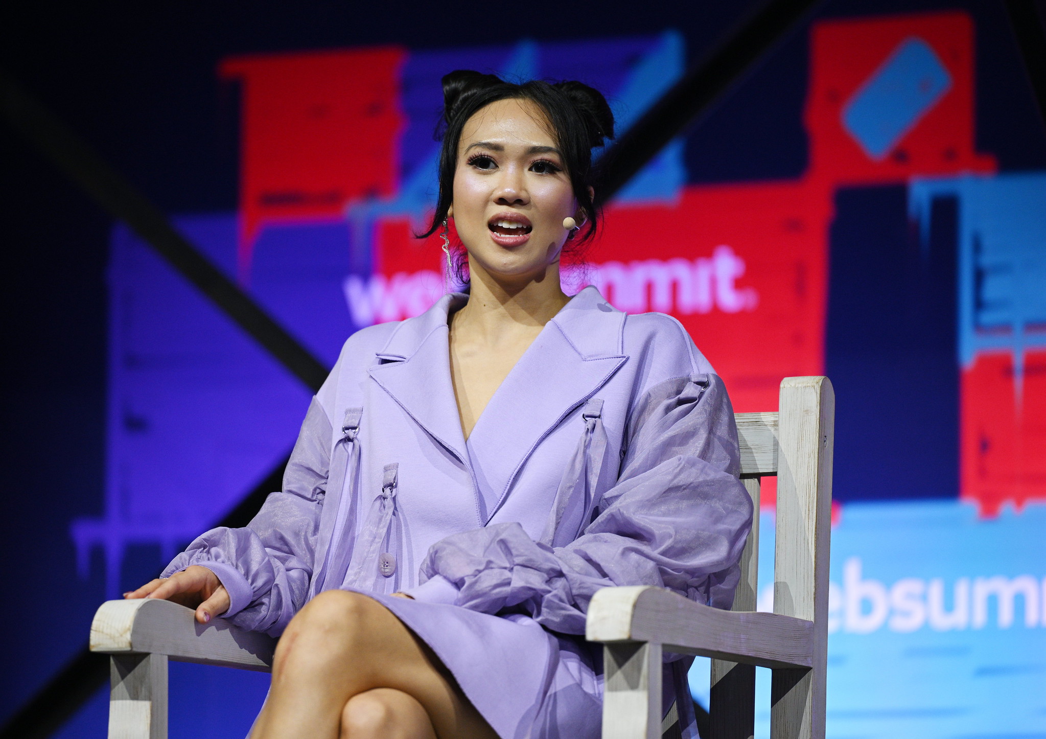Christine Peng-Peng Lee, Former Olympian & Content Creator, Peng Peng Lee; on SportsTrade Stage during day one of Web Summit 2023 at the Altice Arena in Lisbon, Portugal.