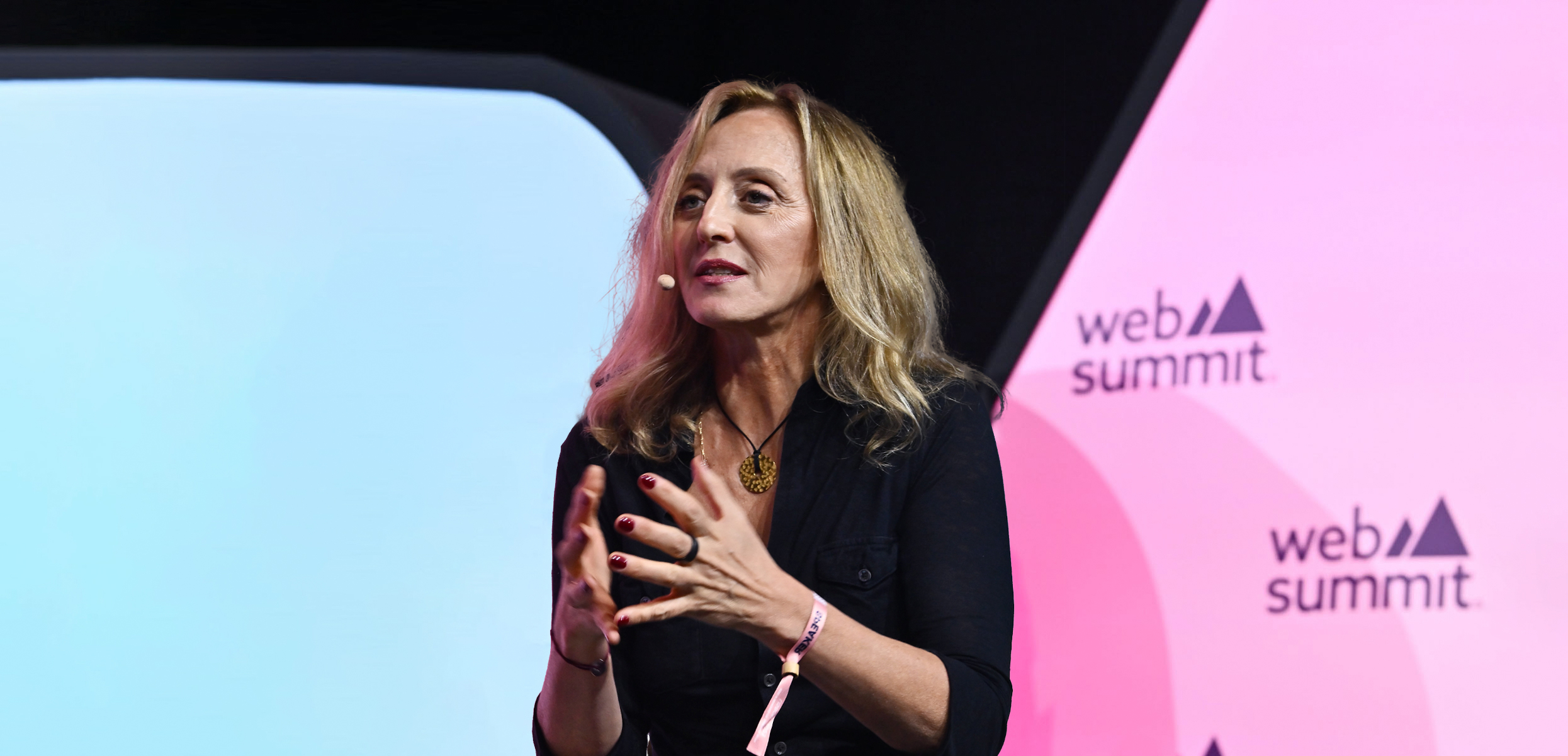 Ekaterina Malievskaia, Co-founder, Compass Pathways, on HealthConf Stage during day three of Web Summit 2023 at the Altice Arena in Lisbon