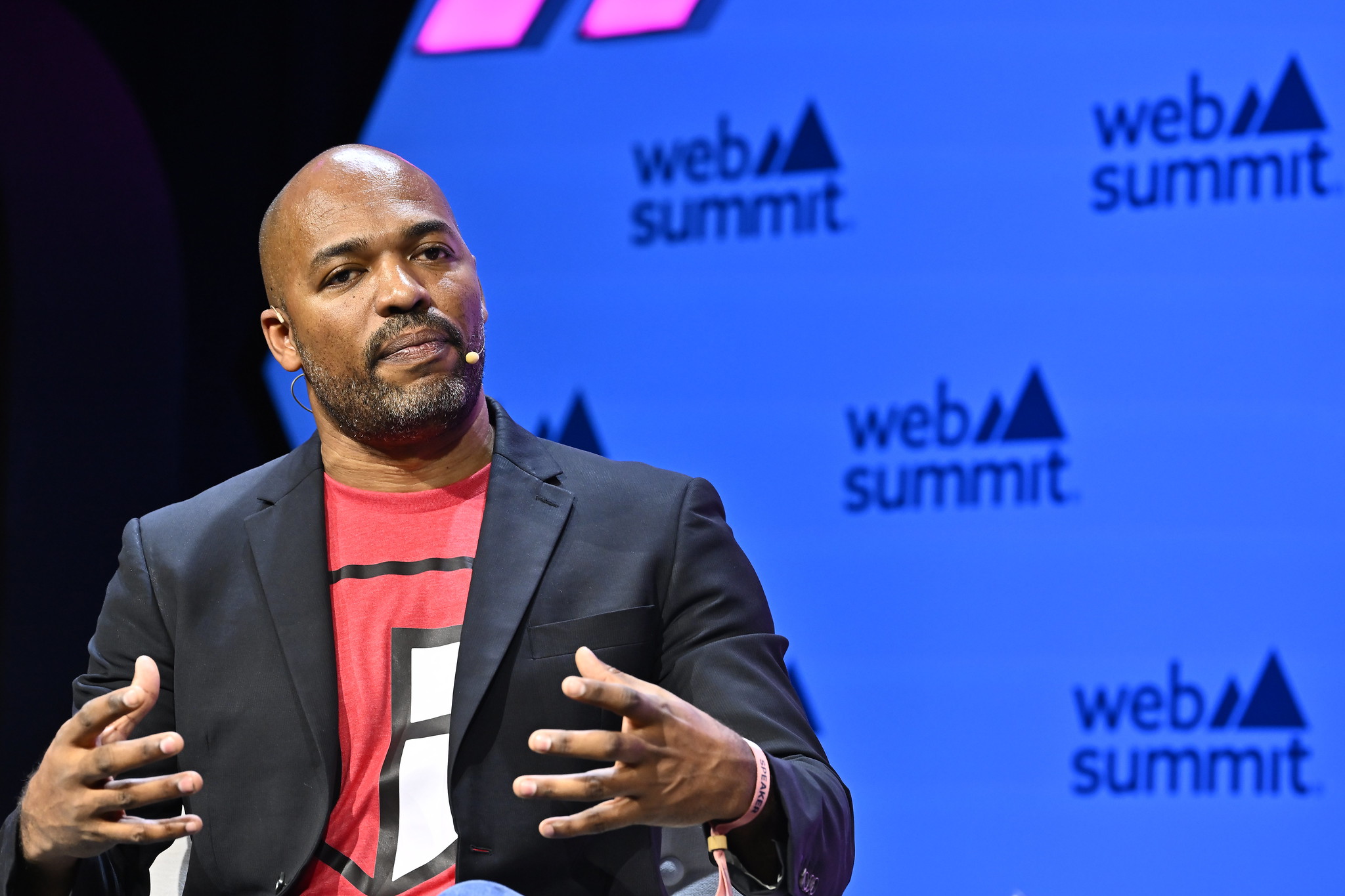 Francisco Baptista, Founder & CEO, TeamSportz, on Startup Univeristy Stage during day two of Web Summit 2023 at the Altice Arena in Lisbon, Portugal