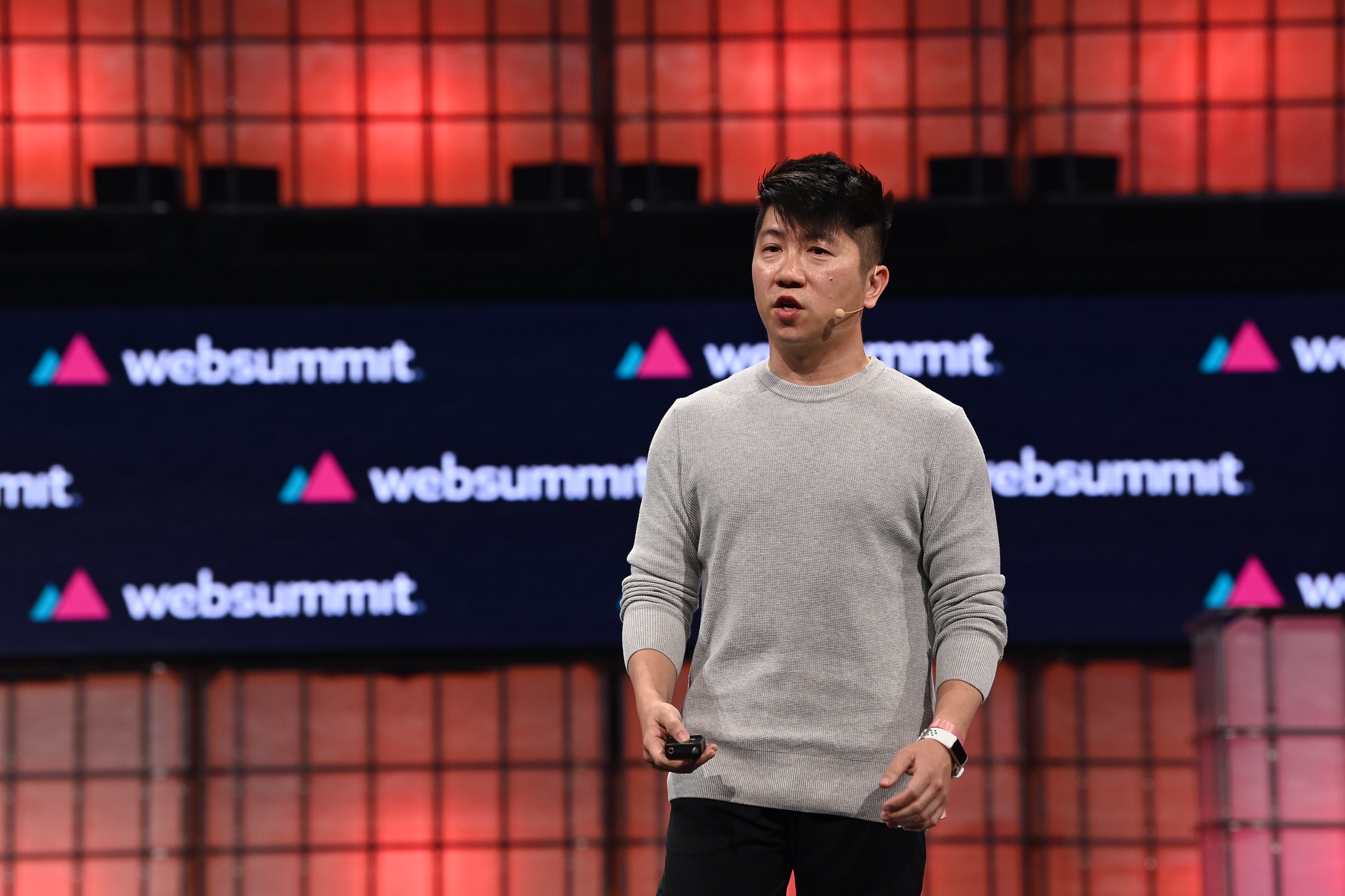 Jia Shen, CEO, AKA Virtual, on Centre Stage during day two of Web Summit 2023 at the Altice Arena in Lisbon, Portugal