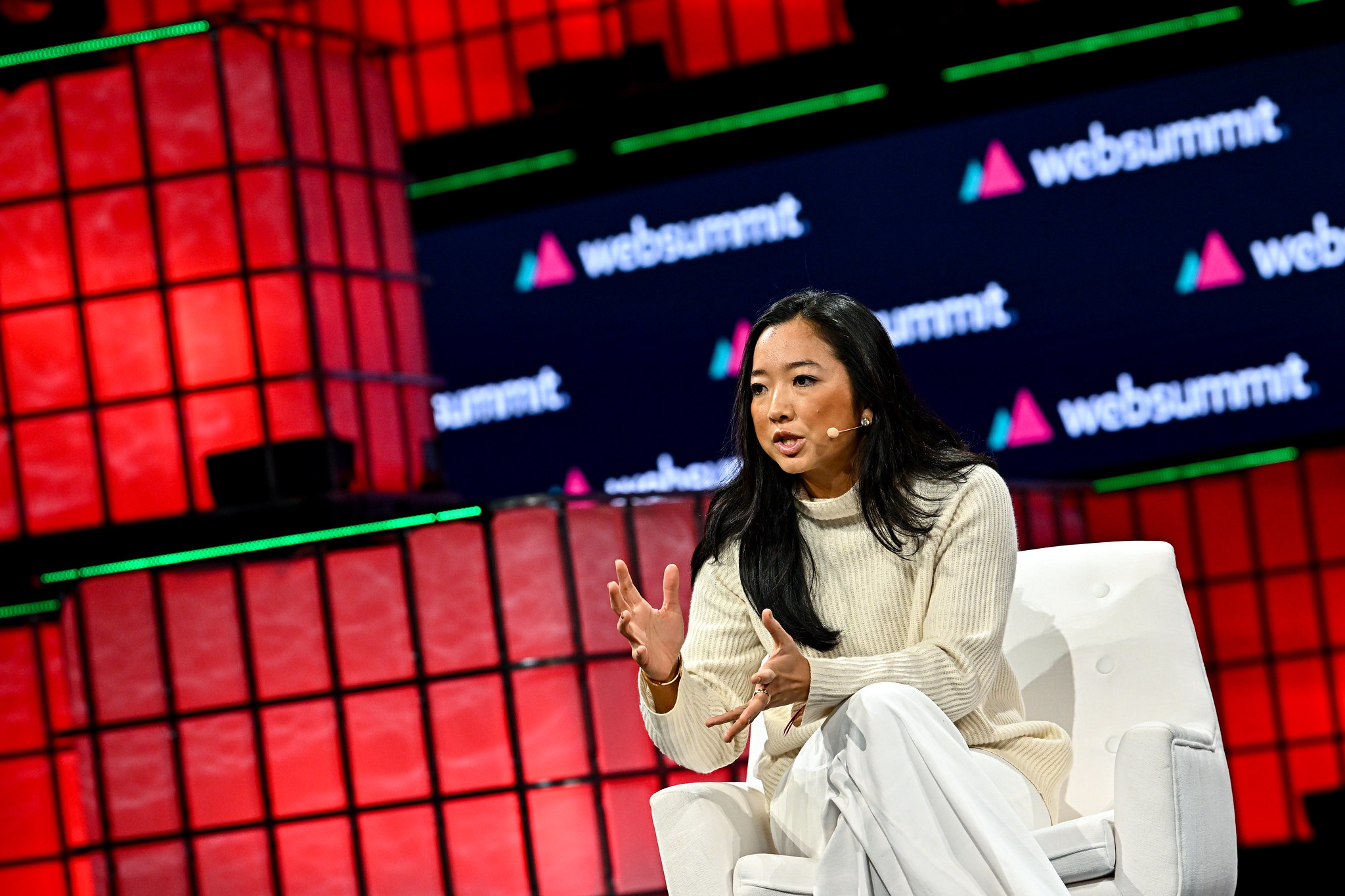 Sita Chantramonklasri, Founder & Principal, Siam Capital, on Centre Stage during day three of Web Summit 2023 at the Altice Arena in Lisbon, Portugal