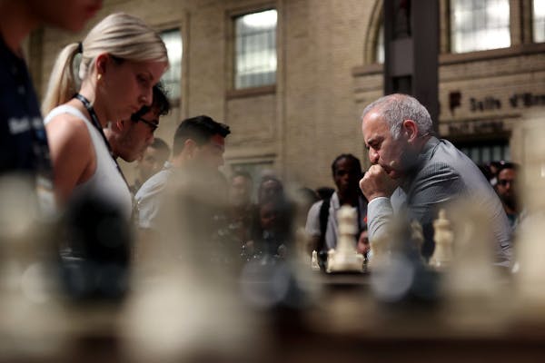 Kasparov in thought during chess match