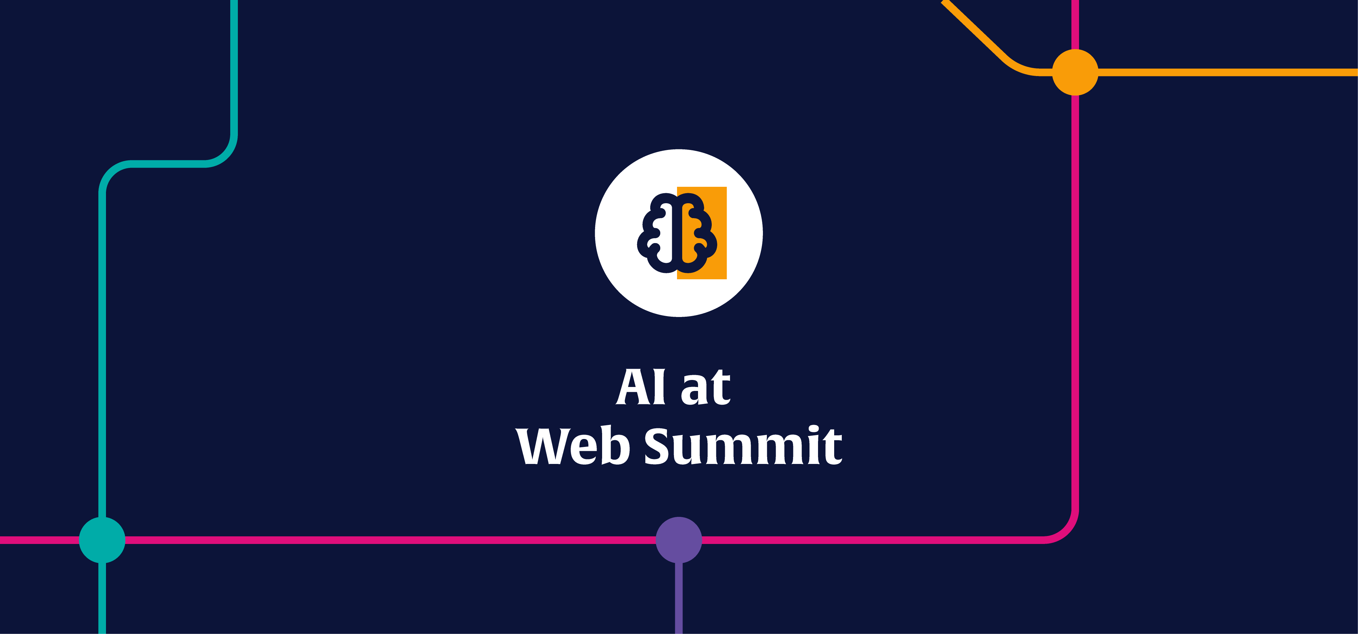 Text says 'AI at Web Summit'. There is also a logo of a brain