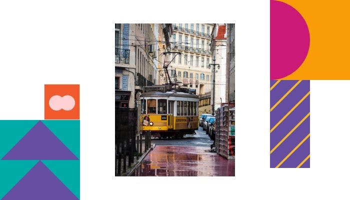 Yellow tram on the streets of Lisbon