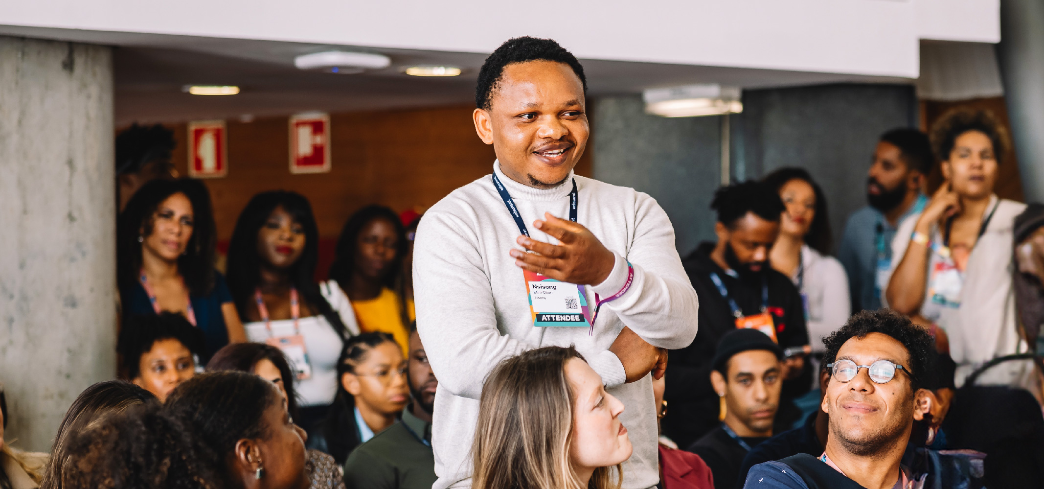 Image of people speaking at the Afrotech meetup at Web Summit Lisbon 2023.