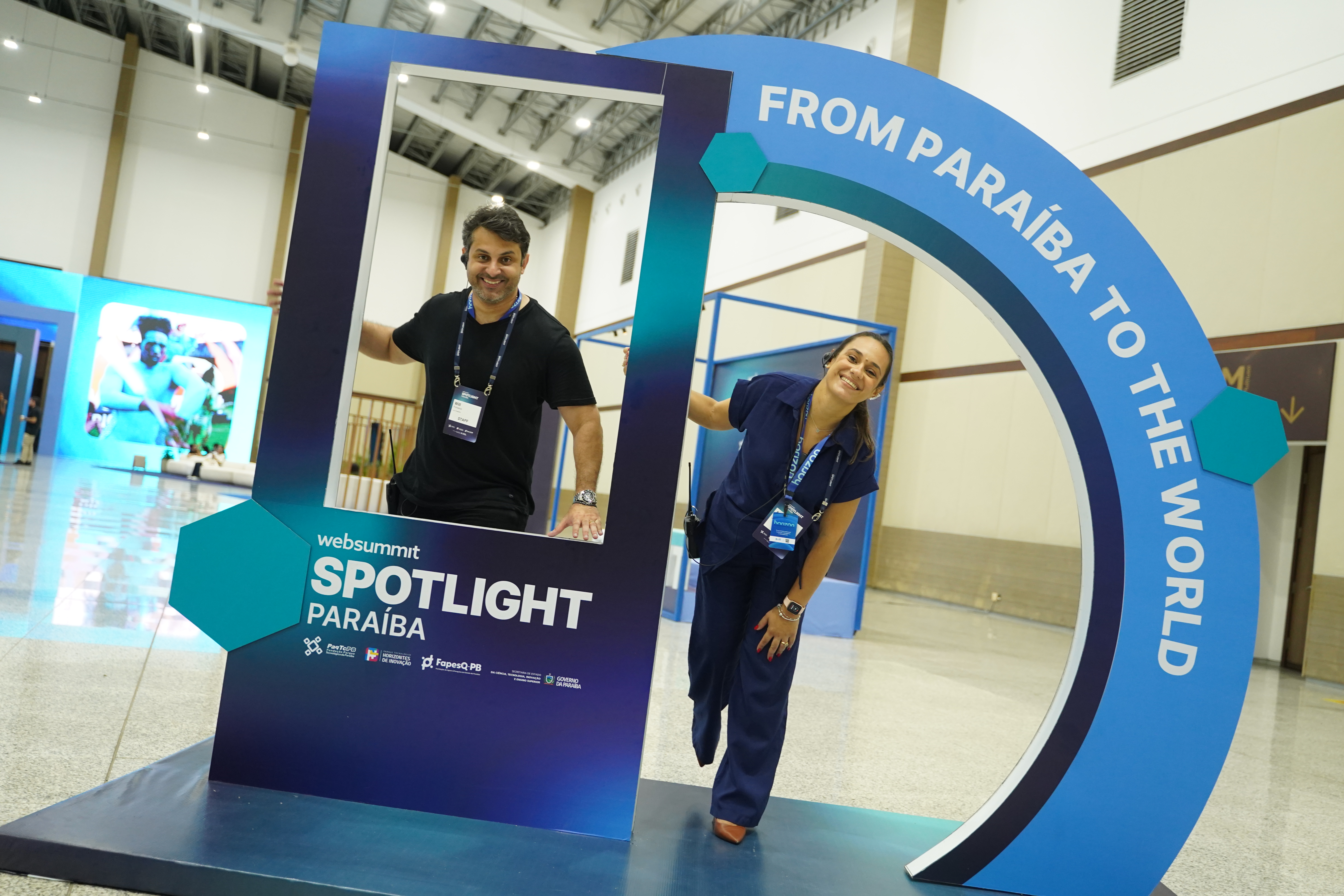 Attendees with branding at Web Summit Spotlight Paraiba