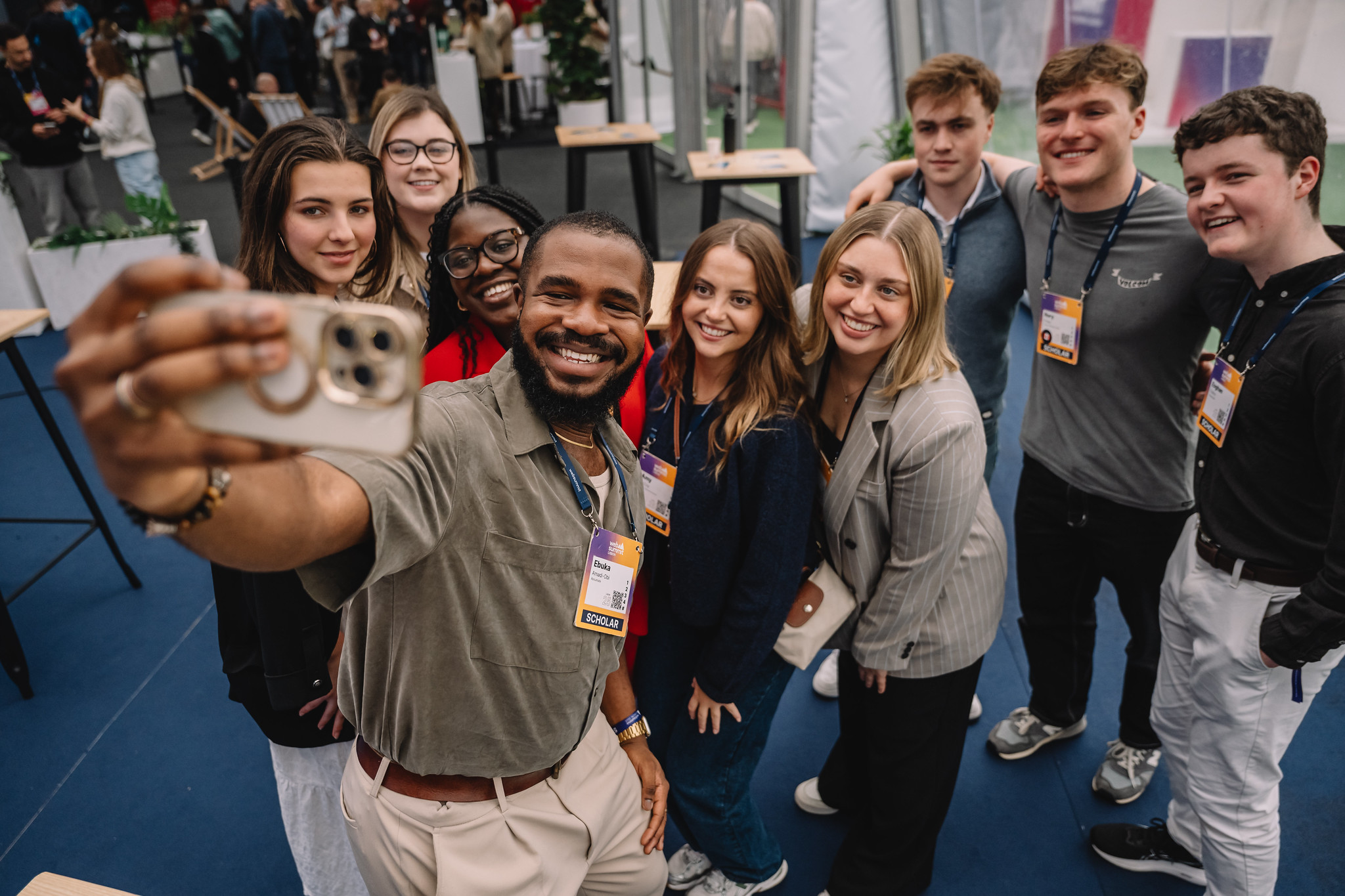 Web Summit Scholars 2025 take selfie during the event