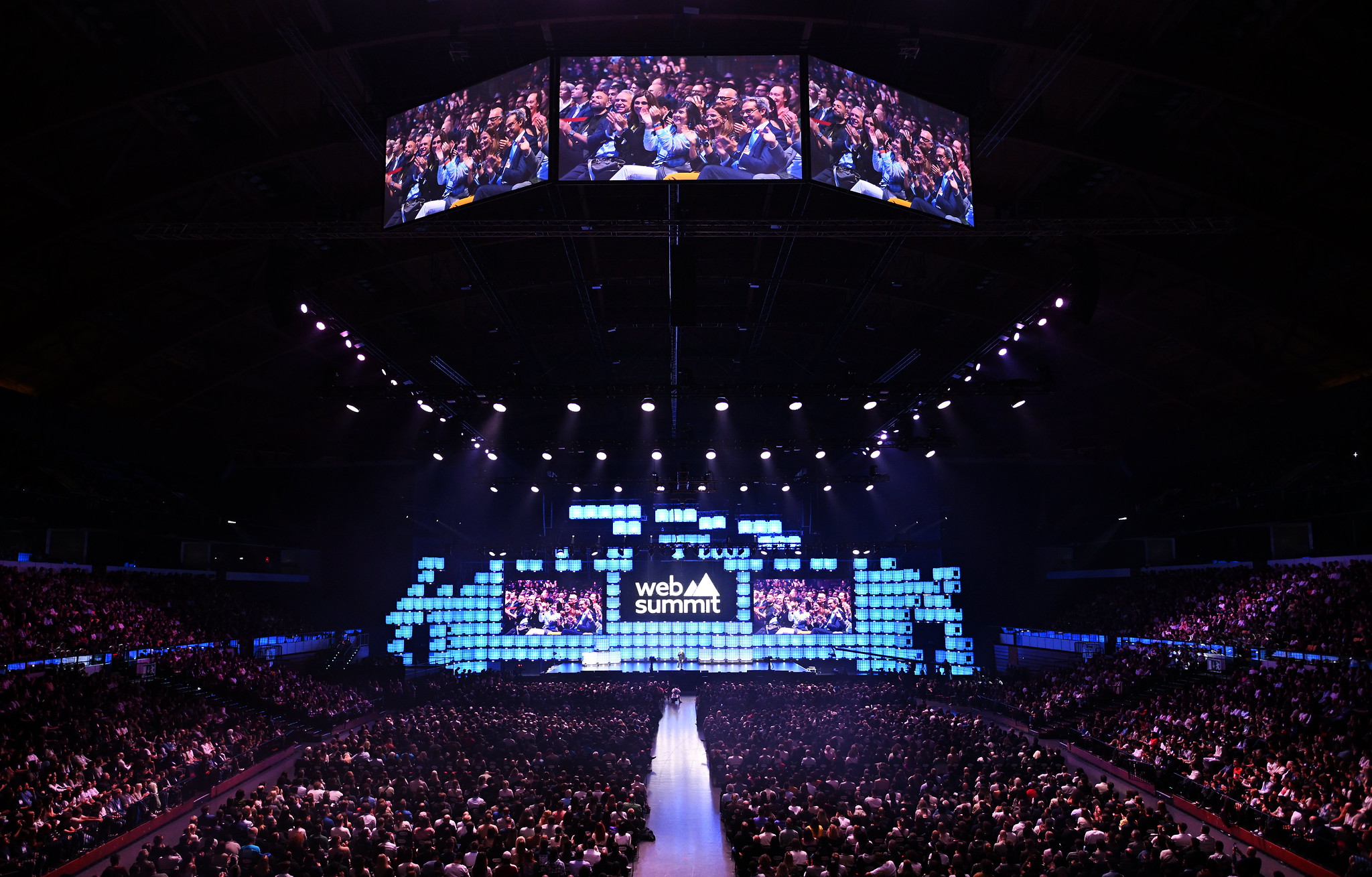 General view of Centre Stage during opening night of Web Summit 2025 at the MEO Arena in Lisbon, Portugal.